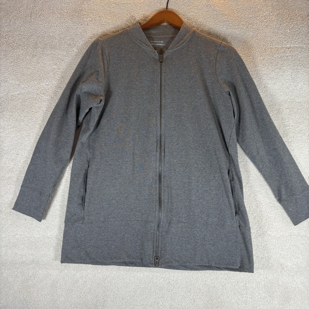 EILEEN FISHER HEATHERED ORGANIC COTTON STRETCH‎ FLIGHT JACKET Women's Size Small - Picture 2 of 10
